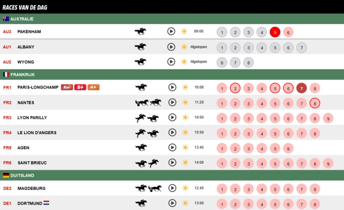 Voorbeeld van Zeturf wedden op paarden